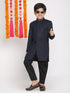 Boy's Navy Blue Embellished Slim-Fit Sherwani Set